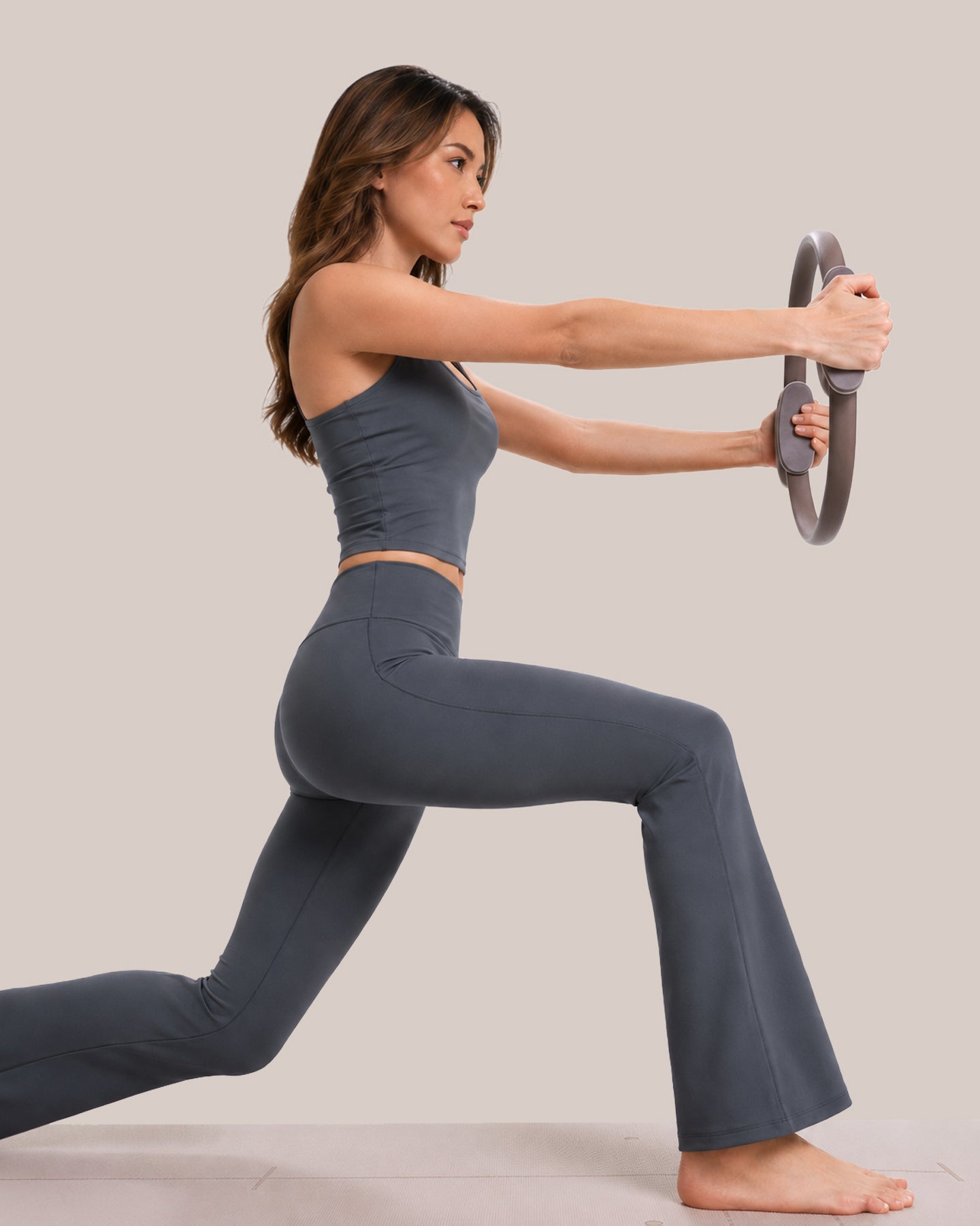 EveryMove™ V Waist Flared Leggings | Stone Grey